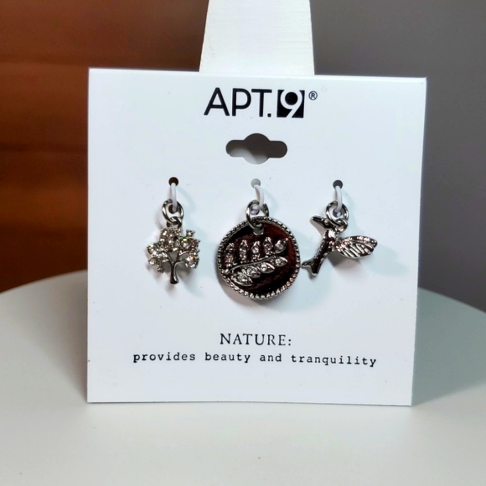 Apt.9 NEW Charms Silver Tone Tree Leaf Bird Hummingbird Bracelet Necklace Craft